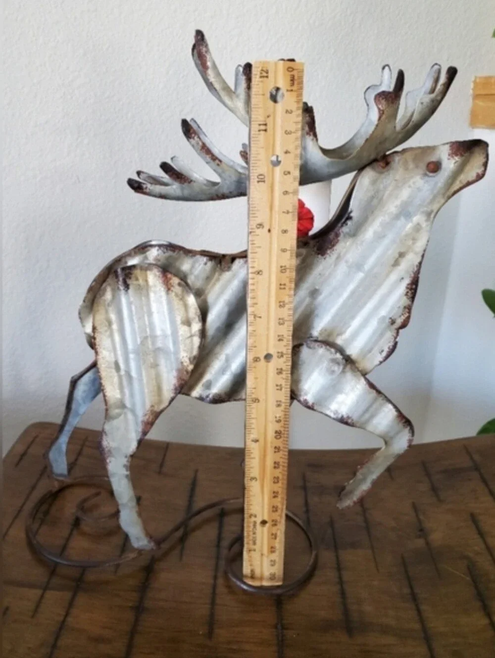 Distressed Metal Reindeer Rustic Corrugated Galvanized Tabletop Mantel Decor